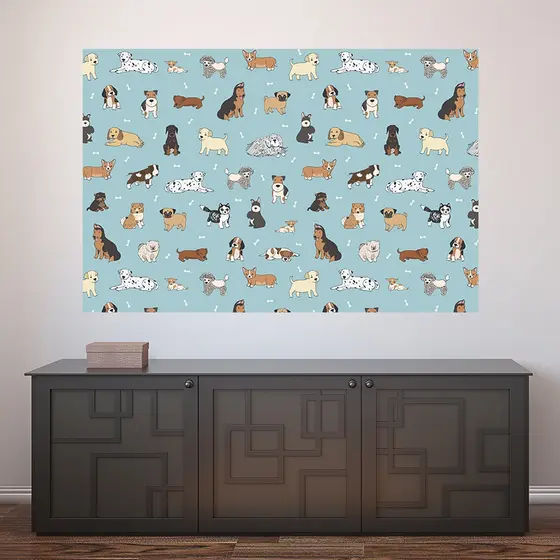 Painel Adesivo Decorativo de Parede Cachorro Pet Shop Veterinário Animais Casa Sala Quarto - 1348pn