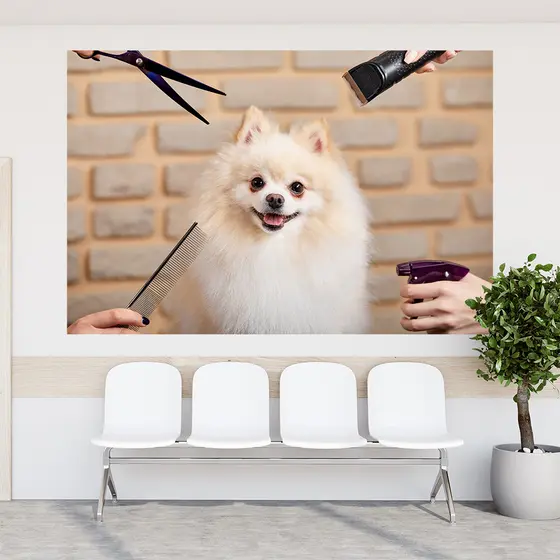 Adesivo de Parede Pet Shop Cachorros Animais Painel Veterinário Banho e Tosa Cachorros Gatos Sala