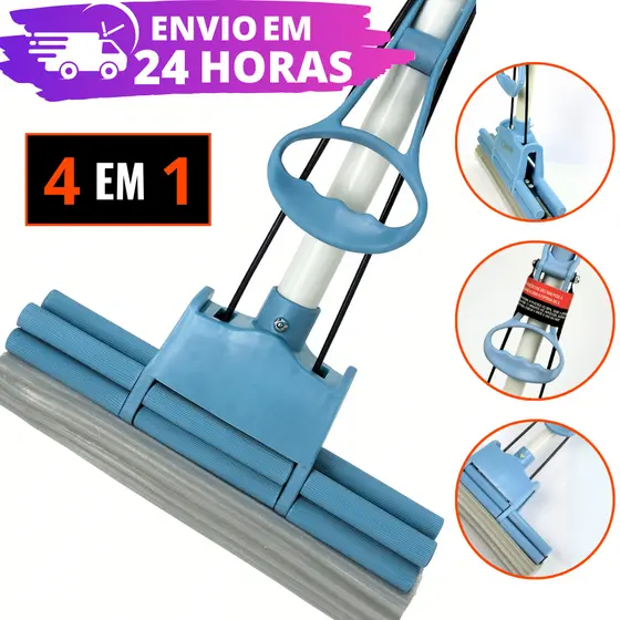Rodo Mop Mágico Fácil 4 em 1 Limpeza Geral Plus Lava E Seca REFORÇADO