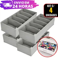 KIT 4 Organizador de Gaveta Colmeia Roupas TNT Ecológico Anti-Poeira, Multiuso GuardaRoupas 34x15cm