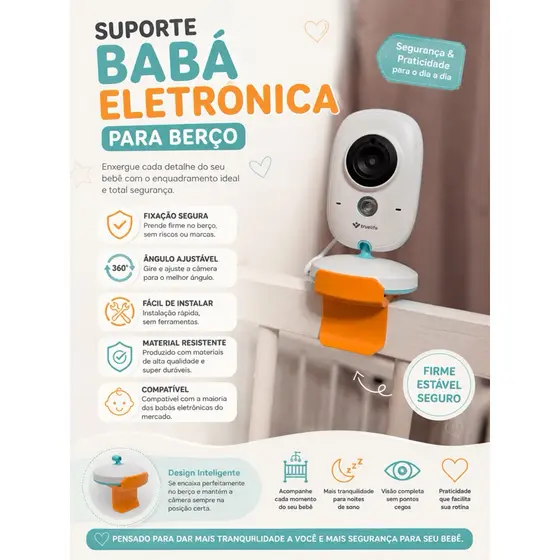 Suporte Flexível para Babá Eletrônica Berço Estabilidade e Segurança com Instalação Fácil Câmera eletrônica Quarto