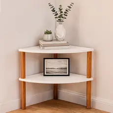 Estante De Canto Chão Tampos Em MDF E Pés em Madeira Pinus Maciça 83x40x40 Cm