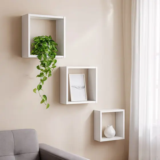 Kit 3 Nichos Decorativos Quadrado Suspenso Organizador Banheiro Quarto Sala Cozinha
