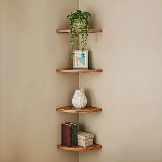 Prateleira de Canto de Parede Kit com 4 Peças Prateleira Organizadora MDF