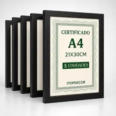 Kit 5 Molduras A4 21x30 Porta Retrato Quadro Decorativo para Fotos Parede Sala Quarto