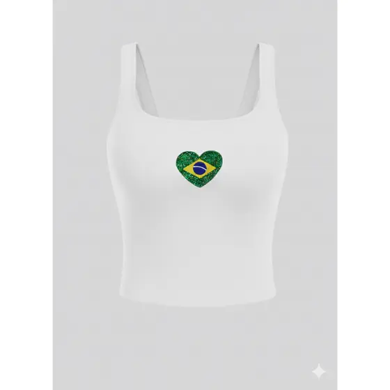 Regata do Brasil Brazilcore Copa Do Mundo 2026 Feminina Costa Nua Aberta Seleção Cropped Poliamida