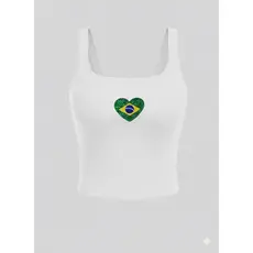 Regata do Brasil Brazilcore Copa Do Mundo 2026 Feminina Costa Nua Aberta Seleção Cropped Poliamida
