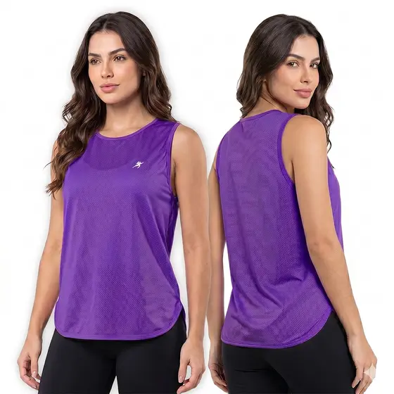 Regatão Fitness Feminino Dry Fit Longa com Recorte Leve Respirável