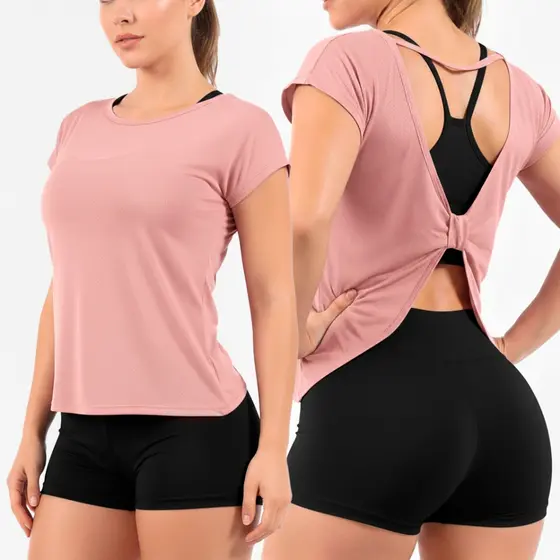 Blusa Feminina Mangas Laço Abertura Costas Look Academia Fitness Treino Furadinho Strap