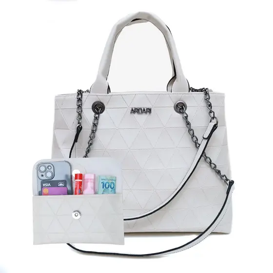 Bolsa sacola feminina com alça corrente com porta cartão lançamento