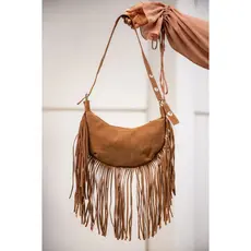 Bolsa feminina pequena de franja alça regulagem com camurça lançamento boho chick