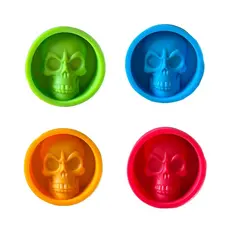 Kit c/ 4 Formas de Gelo/Chocolate/Gelatina em Silicone Formato de Caveira 3D