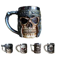 Caneca Caveira Viking Medieval Resina Aço Inox 450ml