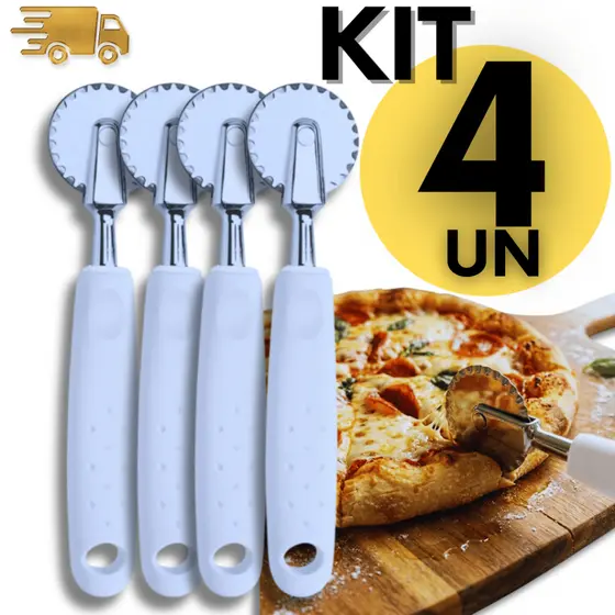 Kit 4 Cortador de Massa Pastel Pizza Corta e Fecha Carretilha Utilidades