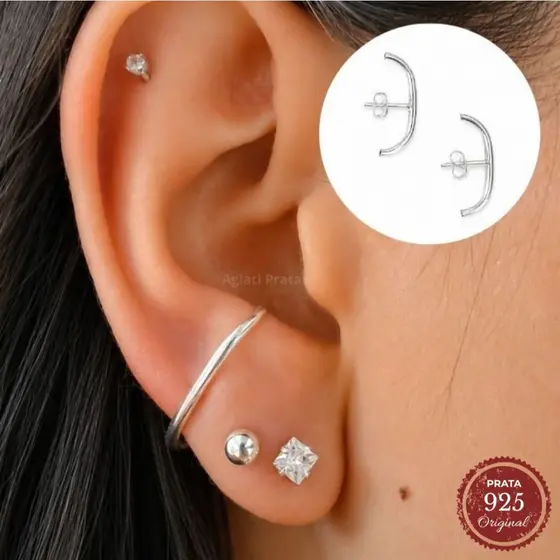 Brinco Ear Hook de Prata Legitina 925