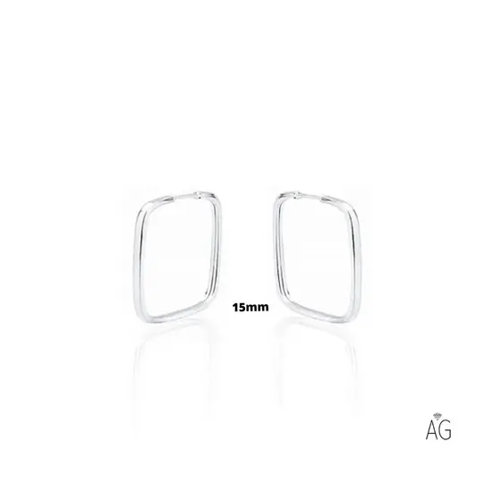 Brinco de Argola Quadrado 15mm em Prata 925 Legitima