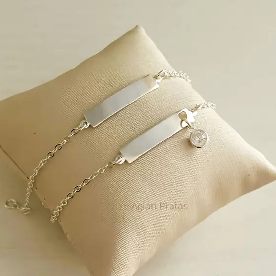 Pulseira de Chapinha Infantil em Prata 925 Legitima