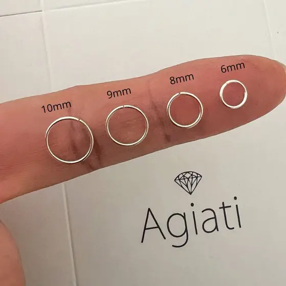 Piercing Argola Nariz 6mm, 8mm, 9mm,10mm em Prata 925