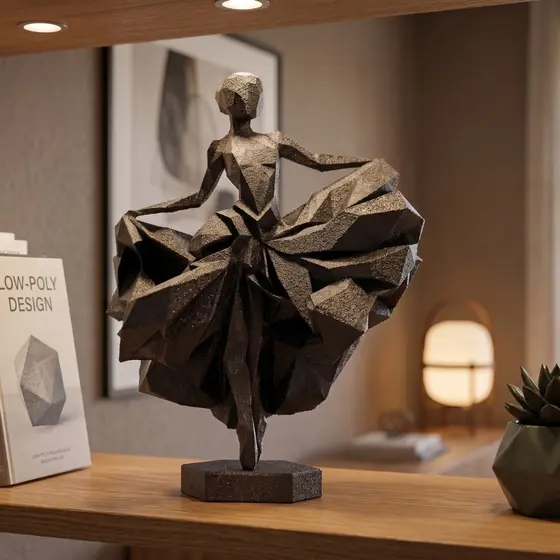 Escultura Bailarina Geométrica Decorativa | Estátua Dança Moderna para Quarto, Sala e Presente
