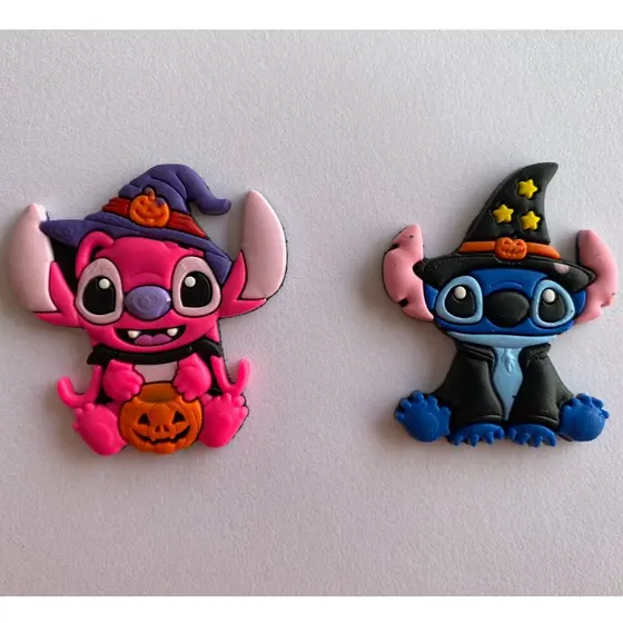 KIT APLIQUE STITCH E ANGEL HALLOWEN, PACTE COM 10 PEÇAS