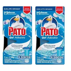 Desodorizador Sanitário Pato Gel Adesivo 2 Refis Marine 12 discos
