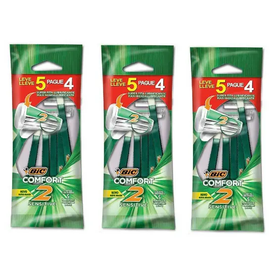 Kit 15 Un - Aparelho de Barbear BIC Comfort 2,  Barbeador - BT 15 UN.