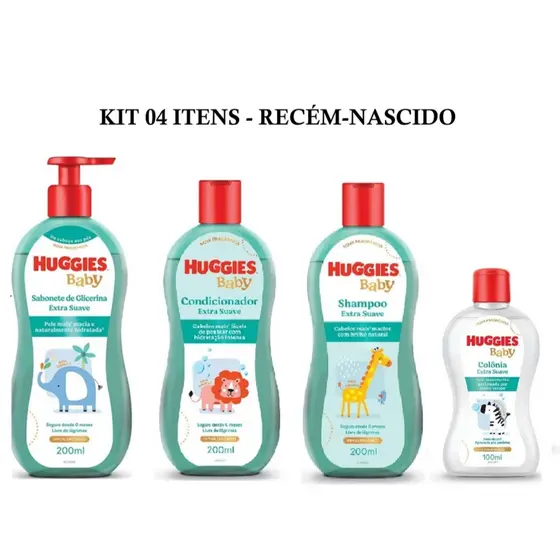 Kit Huggies De Higiene Infantil Extra Suave Livre De Lágrimas 4 Itens - Recém-Nascido
