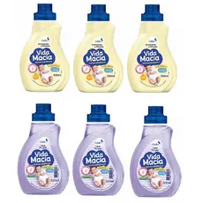 Kit Vida Macia 500ml cada - Bebê 3 Lava Roupas liquido + 3 Amaciante Camomila