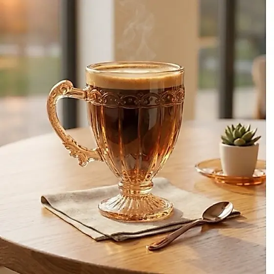 Jogo de Xícaras Caneca 200ml Transparente e Âmbar Para Capuccino Chá Café