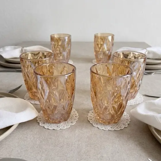 Jogo de Copos Diamond Âmbar 280ml Vidro
