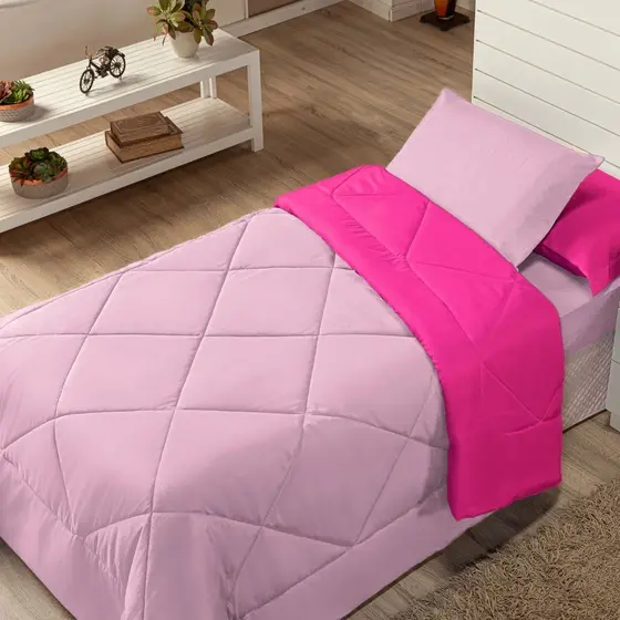 Edredom Solteiro Cama Inverno Margarida Dupla Face 02 Peças