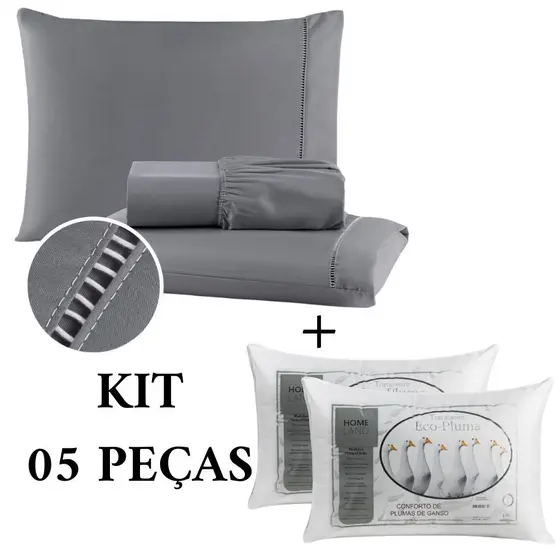 Kit Lençol Casal Queen/Casal/King/Solteiro Com Lençol Elastico 400 Fios Micropercal + Travesseiros