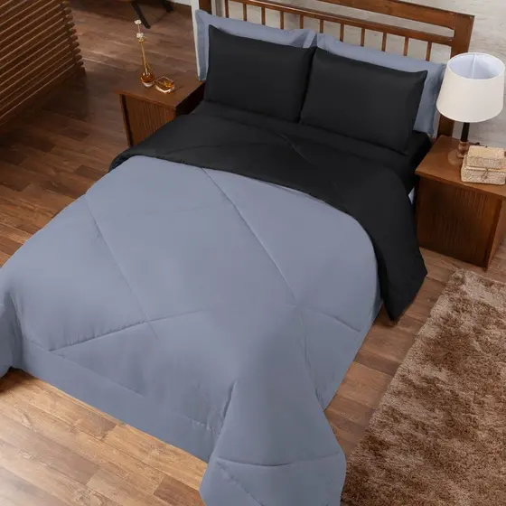 Edredom De Casal Kit 03 Peças Jogo de Cama Queen Dupla Face Premium