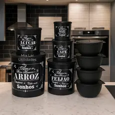Kit potes de mantimentos cozinha 5 peças + 4 potes redondos para pequenas porções
