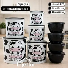 Kit potes para mantimentos de cozinha 5 peças + 4 potes redondos de plástico