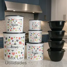 Kit de potes mantimentos 5 peças + 4 potes Boll redondos para cozinha