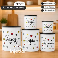 Jogo de potes para mantimentos de cozinha com 5 peças de plástico