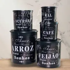 Kit 5 Potes Plásticos Redondos para Organização de Mantimentos - Arroz dos Sonhos