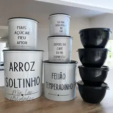 Kit de potes para mantimentos de cozinha 5 peças + 4 potes redondos Boll de plástico