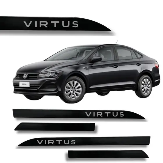 Friso Porta Lateral Vw Virtus Preto Ninja 2008 até 2025