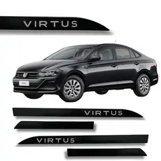 Friso Porta Lateral Vw Virtus Preto Ninja 2008 até 2025
