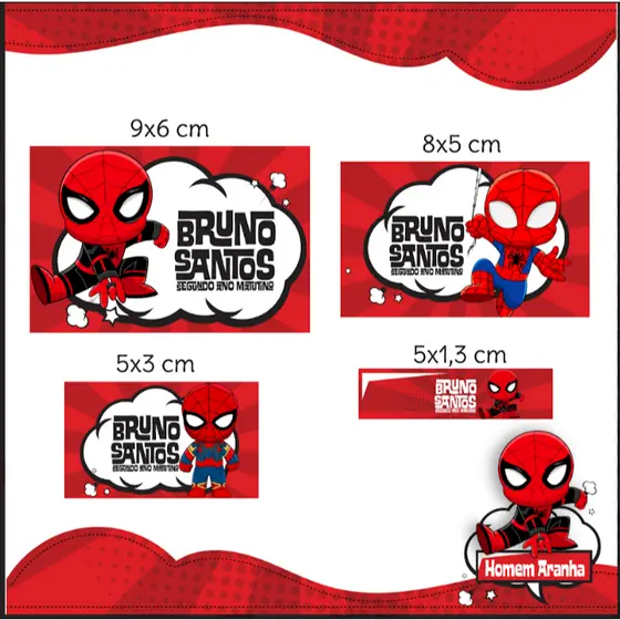 ETIQUETAS ADESIVA ESCOLARES HOMEM ARANHA