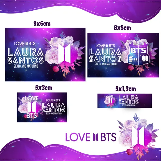 ETIQUETA ADESIVA ESCOLAR BTS