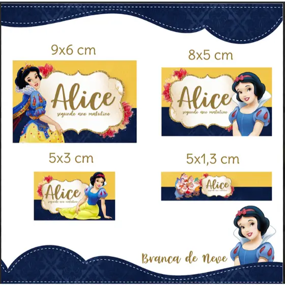 ETIQUETAS ADESIVA ESCOLARES BRANCA DE NEVE.