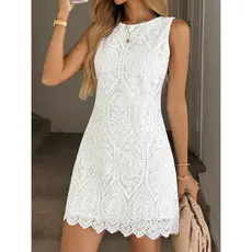 Vestido Feminino Midi Tubinho Lese Bordado com Forro Casual Verão