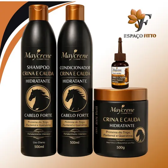 kit Crina e Cauda força e crescimento  + Òleo Crina 30 ml maycrene