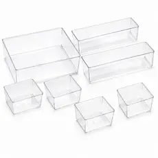 Kit 7 Organizadores Multiuso Gavetas Armários Geladeiras Potes Acrílico Modular