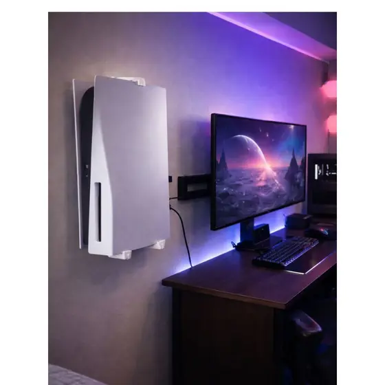 Suporte de Parede PS5 Fat Resistente | Setup Gamer Premium, Design Clean e Fácil Instalação