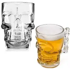 KIT DIAS DOS PAIS  2 CANECAS PARA CHOPP E CERVEJA DE VIDRO CAVEIRA ROCK STYLE 510ML