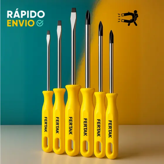 Jogo Com Chave de Fenda e Phillips Kit Profissional Imã Imantada Magnética Envio Rápido